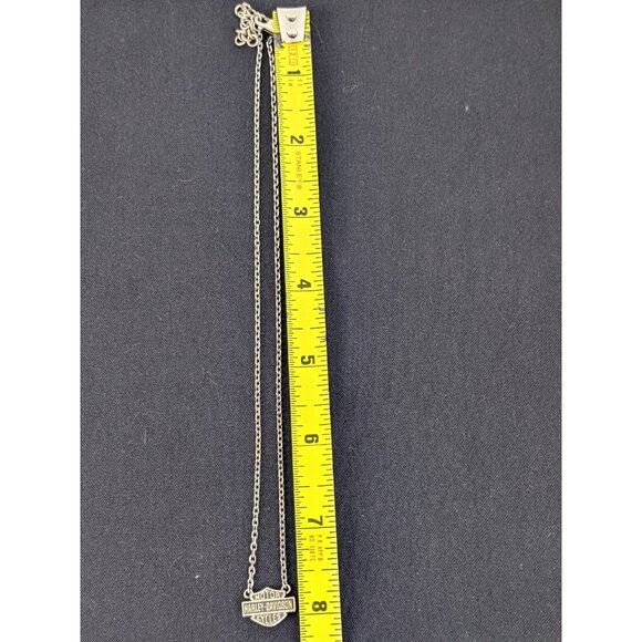 HARLEY DAVIDSON 925 STERLING TWO SIDED CRYSTAL BAR & SHIELD MOTORCYCLE NECKLACE - Picture 6 of 16